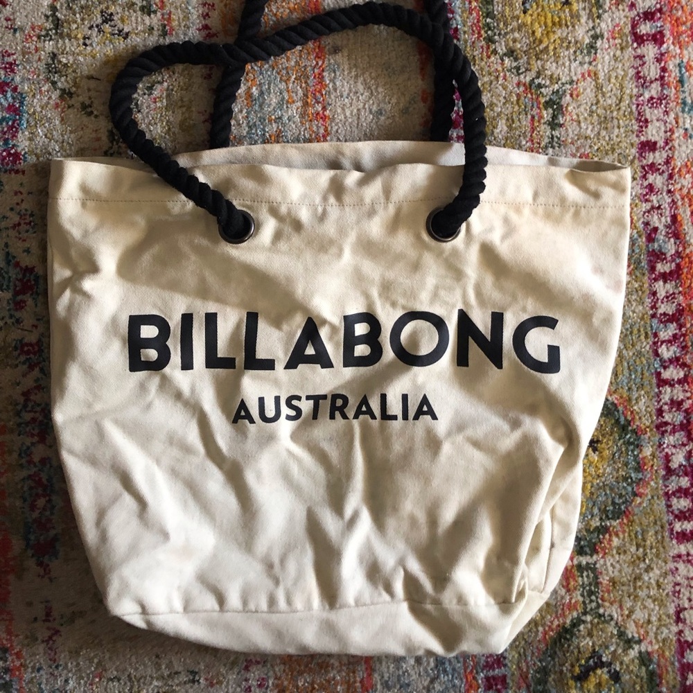 Billabong canvas tote bag with small bag attached